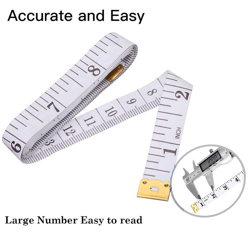 Twisha Soft Tape Measure Double Scale Body Sewing Flexible Ruler for Weight Loss Medical Body Measurement Sewing Tailor Craft Vinyl Ruler, Has Centimetre Scale on Reverse Side 60-inch (White) - Image 5